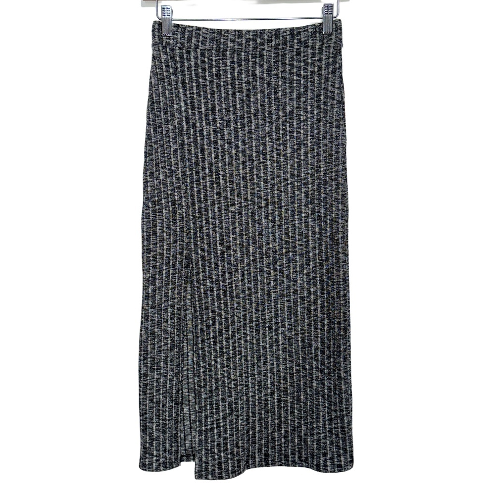Abercrombie & Fitch Black Gray Ribbed Knit Pencil Skirt Midi Skirt Women Size XS